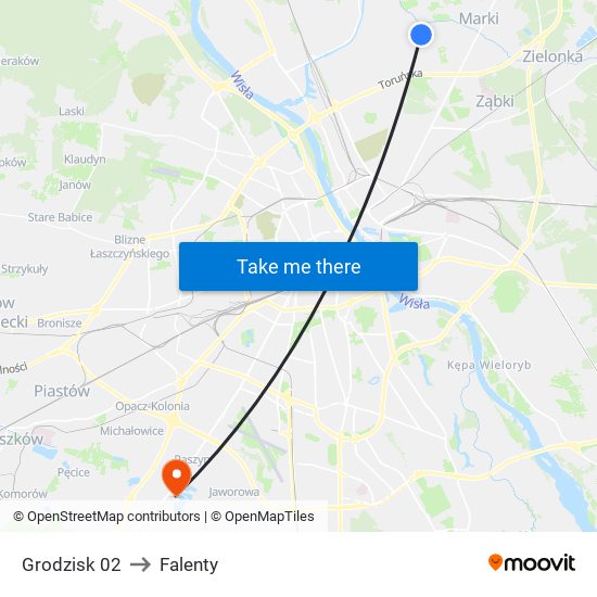 Grodzisk 02 to Falenty map