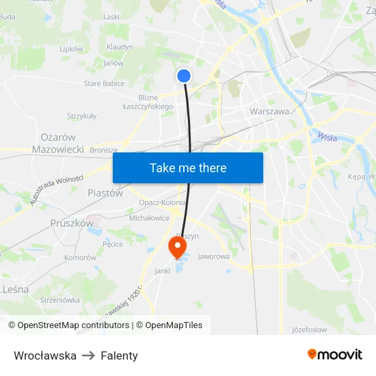 Wrocławska to Falenty map