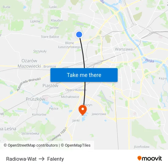 Radiowa - WAT to Falenty map