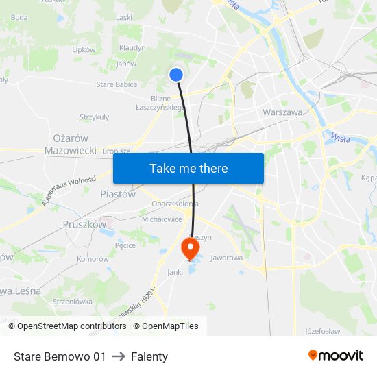 Stare Bemowo 01 to Falenty map