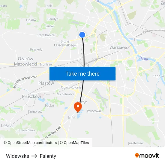 Widawska to Falenty map