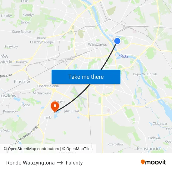 Rondo Waszyngtona to Falenty map
