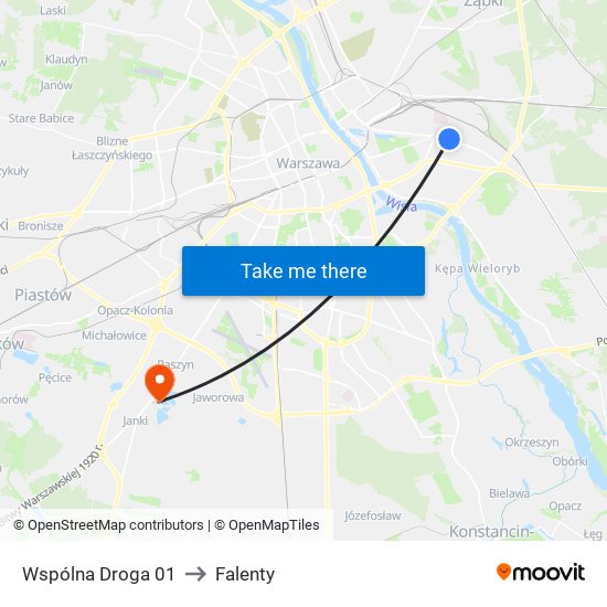 Wspólna Droga to Falenty map