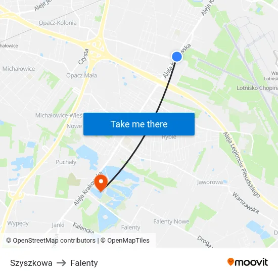Szyszkowa to Falenty map