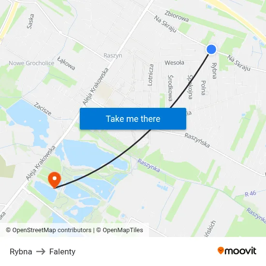 Rybna to Falenty map