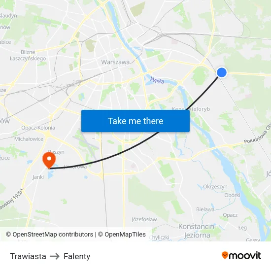 Trawiasta to Falenty map