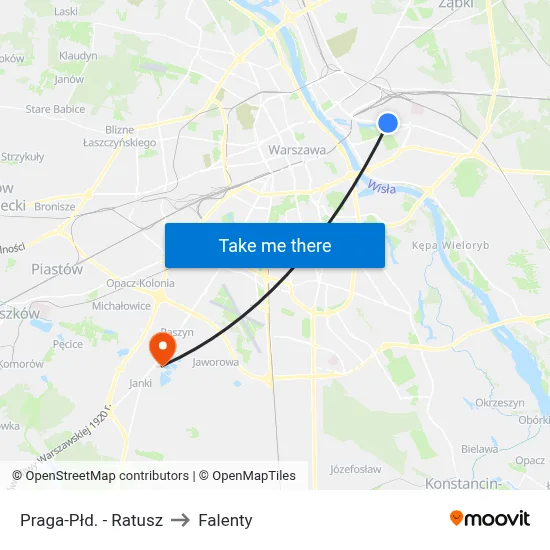 Praga-Płd. - Ratusz to Falenty map