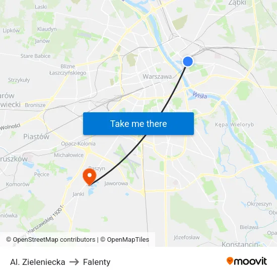 Al. Zieleniecka to Falenty map