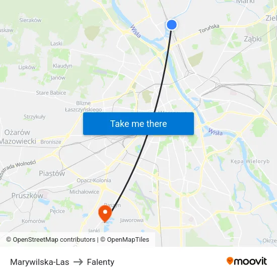 Marywilska - Las to Falenty map