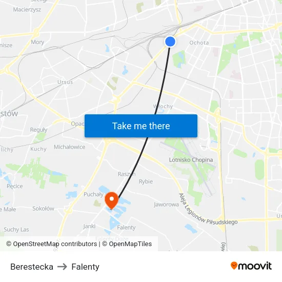 Berestecka to Falenty map
