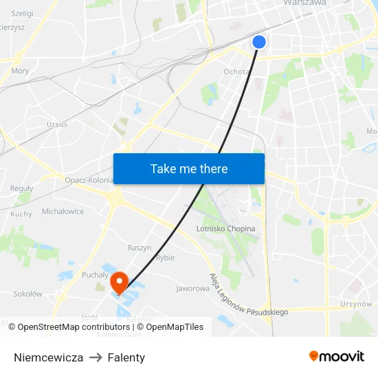 Niemcewicza to Falenty map