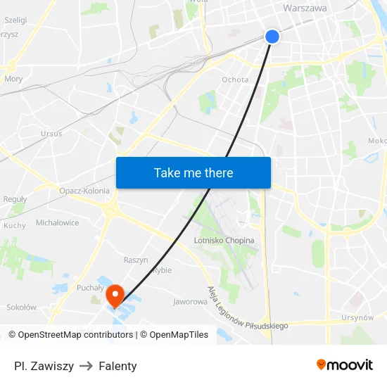 Pl. Zawiszy to Falenty map