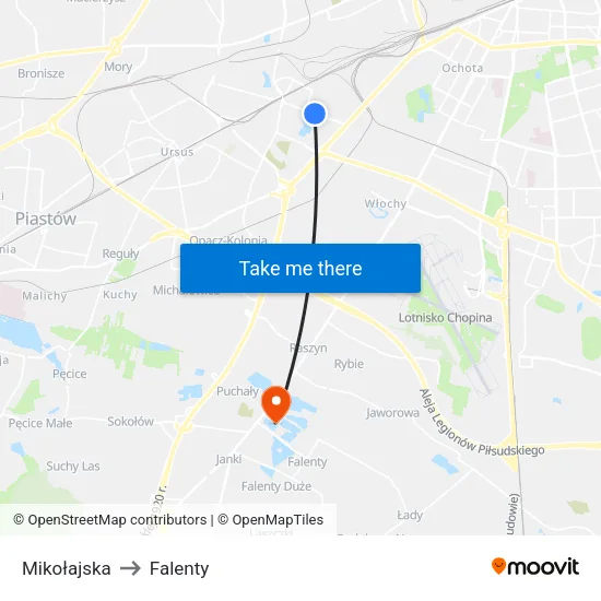 Mikołajska to Falenty map