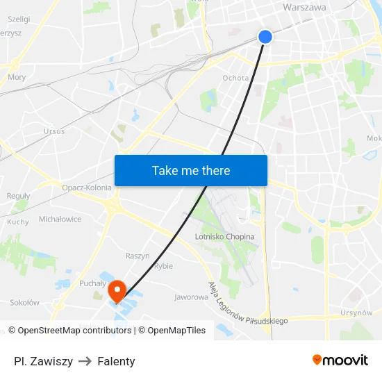 Pl. Zawiszy to Falenty map