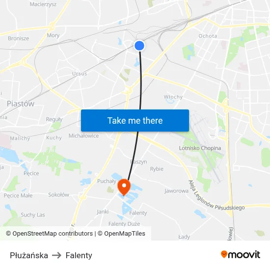 Płużańska to Falenty map