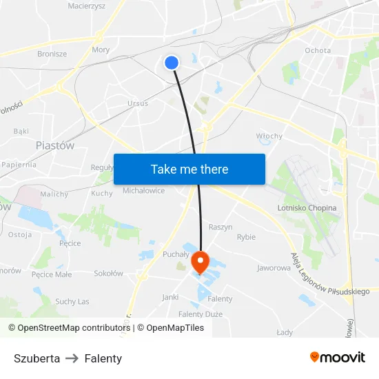 Szuberta to Falenty map
