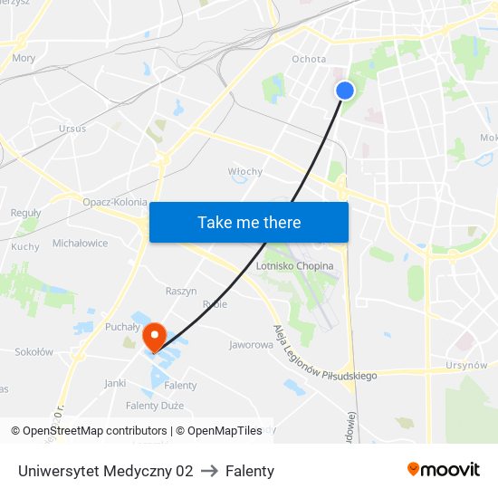 Uniwersytet Medyczny 02 to Falenty map