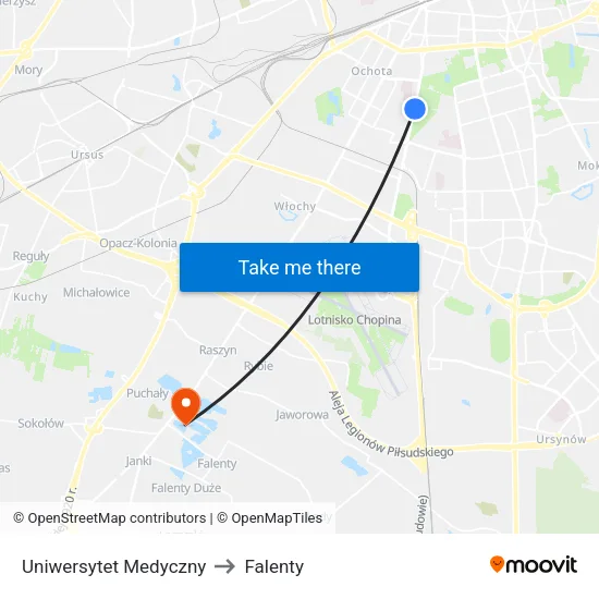 Uniwersytet Medyczny to Falenty map