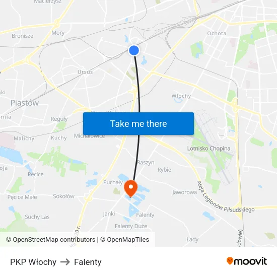 PKP Włochy to Falenty map