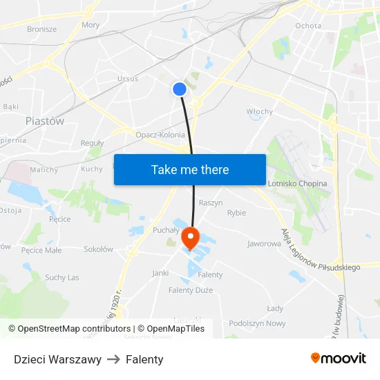 Dzieci Warszawy to Falenty map