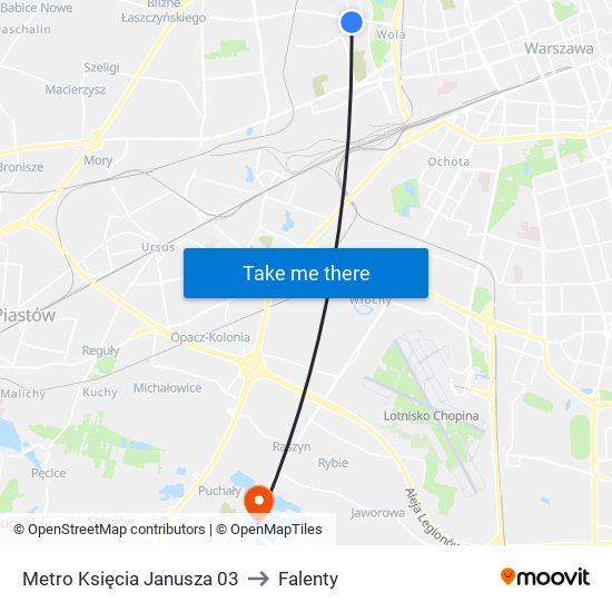 Metro Księcia Janusza 03 to Falenty map