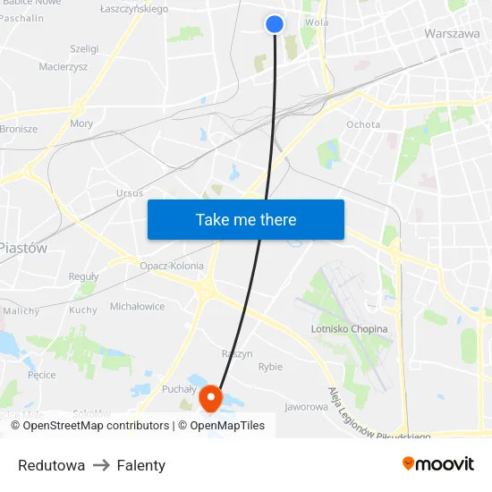 Redutowa to Falenty map