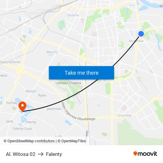 Al. Witosa 02 to Falenty map