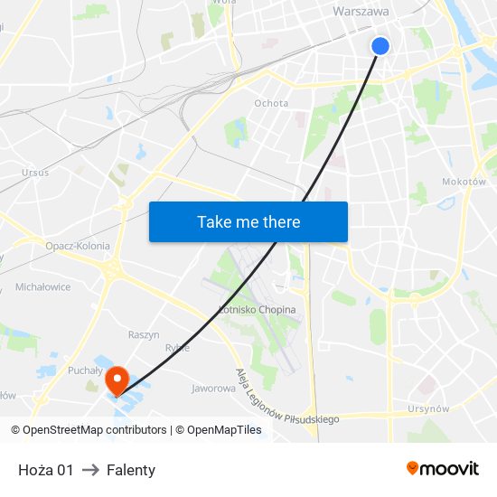 Hoża 01 to Falenty map