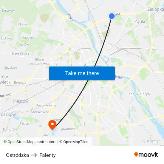 Ostródzka to Falenty map