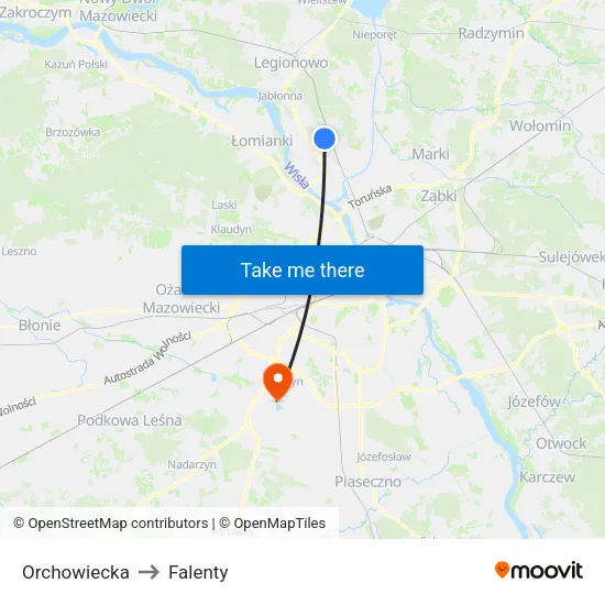 Orchowiecka to Falenty map