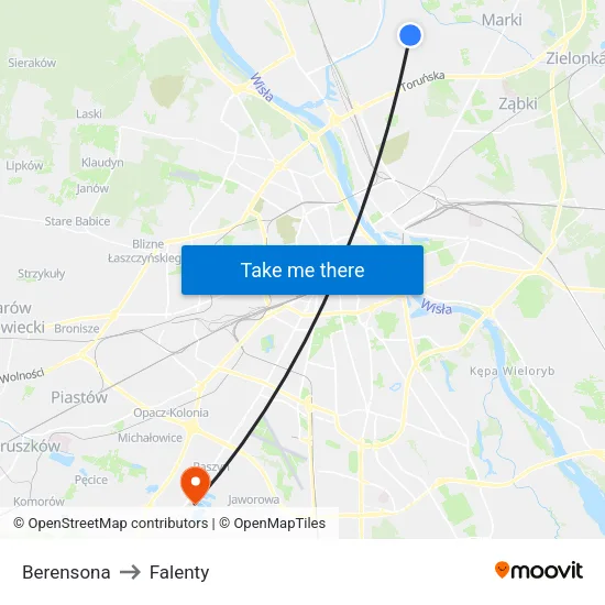 Berensona to Falenty map