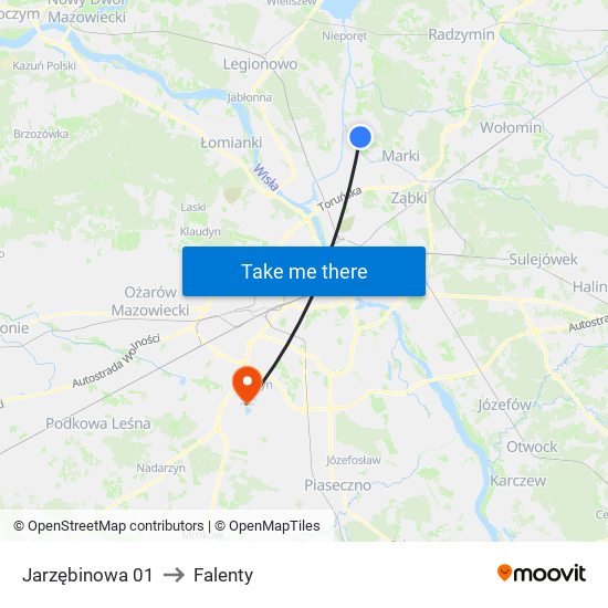 Jarzębinowa to Falenty map