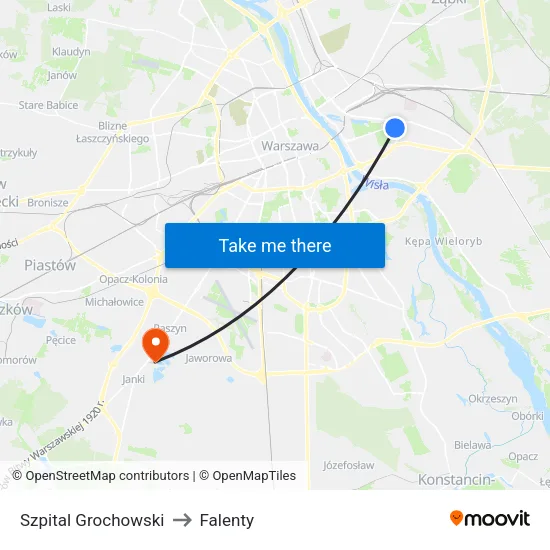 Szpital Grochowski to Falenty map