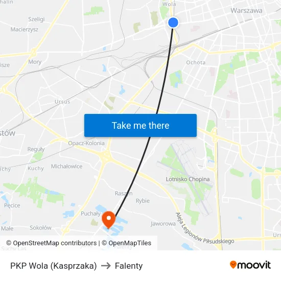 PKP Wola (Kasprzaka) to Falenty map