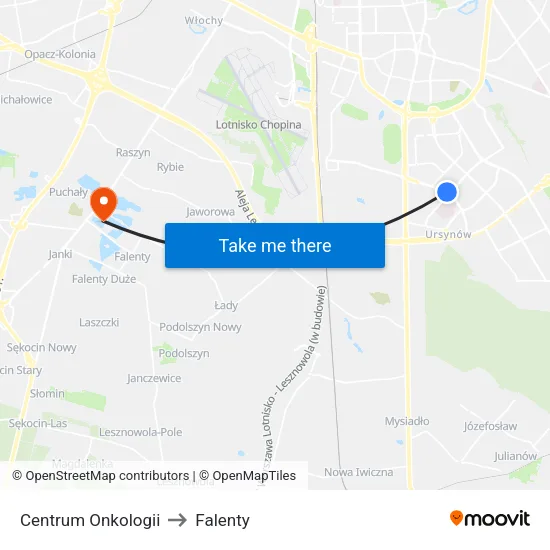 Centrum Onkologii to Falenty map
