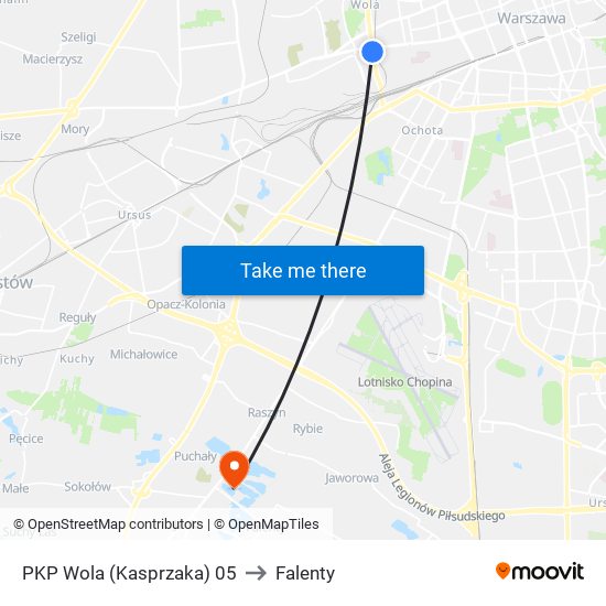PKP Wola (Kasprzaka) 05 to Falenty map