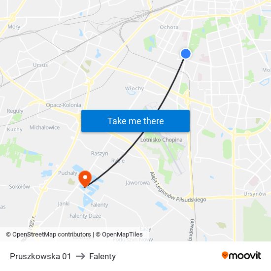 Pruszkowska 01 to Falenty map