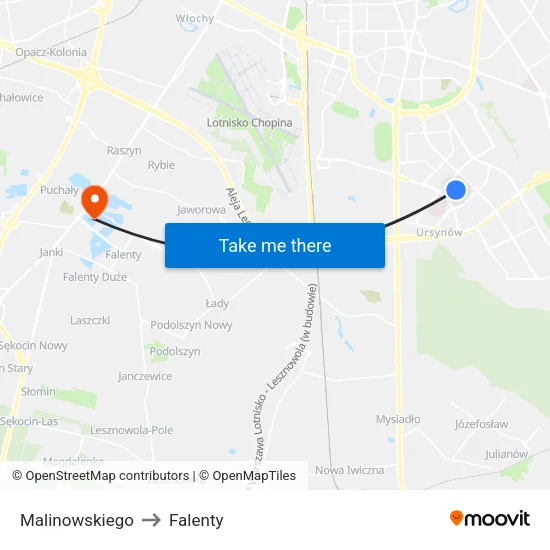 Malinowskiego to Falenty map