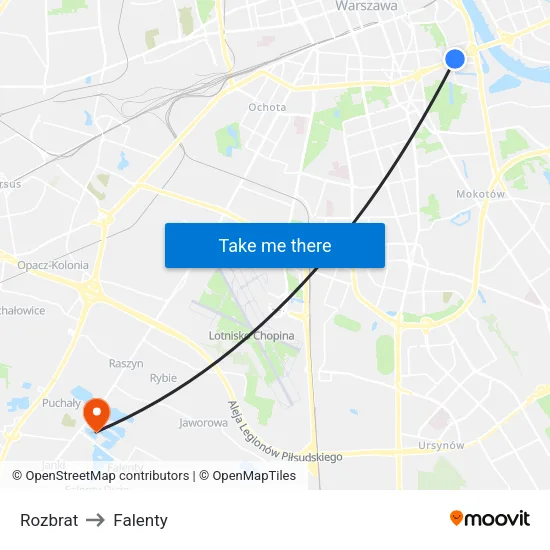 Rozbrat to Falenty map