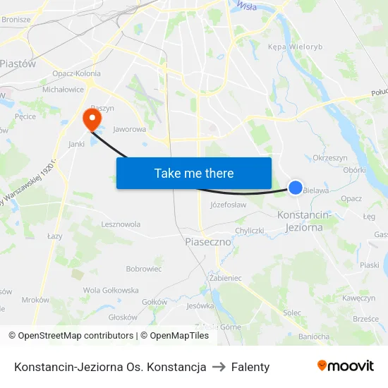 Konstancin-Jeziorna Os. Konstancja to Falenty map