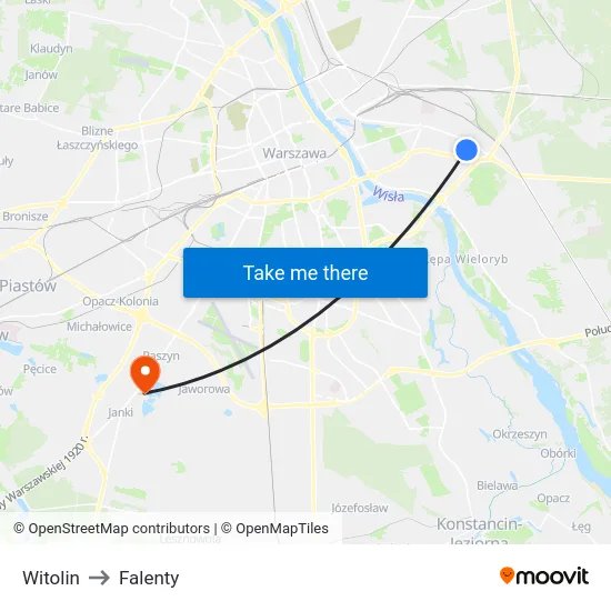 Witolin to Falenty map