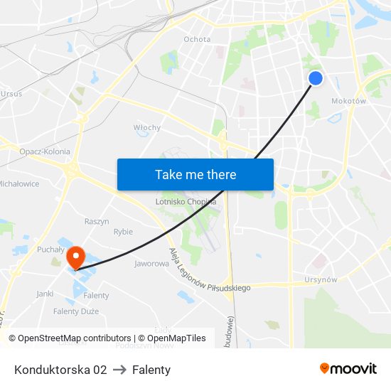 Konduktorska to Falenty map