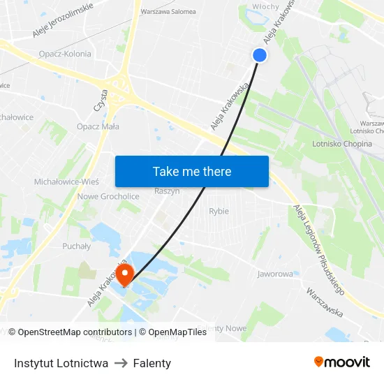 Instytut Lotnictwa to Falenty map