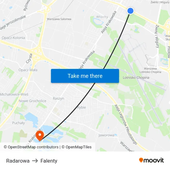 Radarowa to Falenty map
