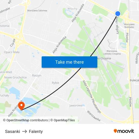 Sasanki to Falenty map