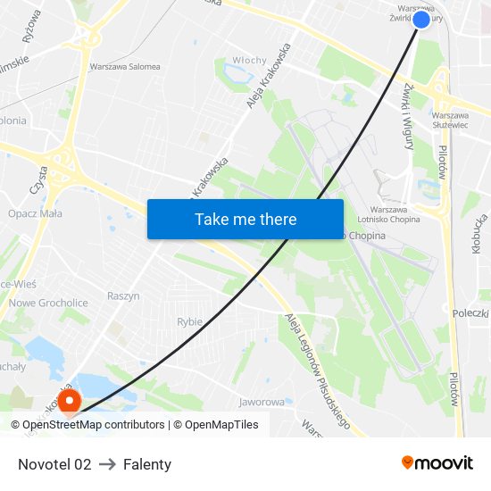 Novotel 02 to Falenty map