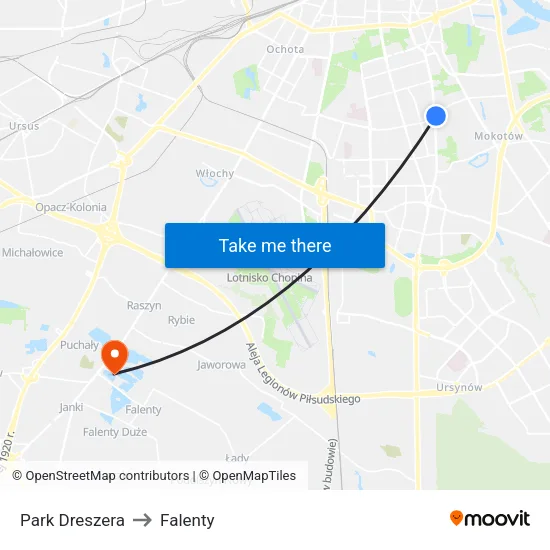 Park Dreszera to Falenty map