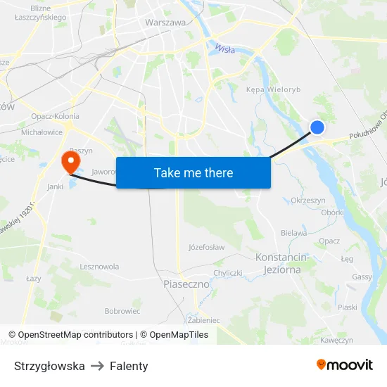 Strzygłowska to Falenty map