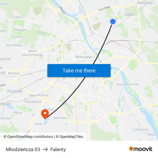 Młodzieńcza 03 to Falenty map