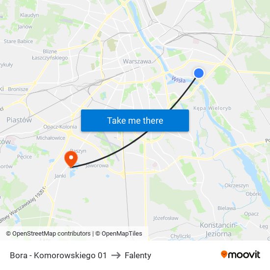 Bora - Komorowskiego 01 to Falenty map